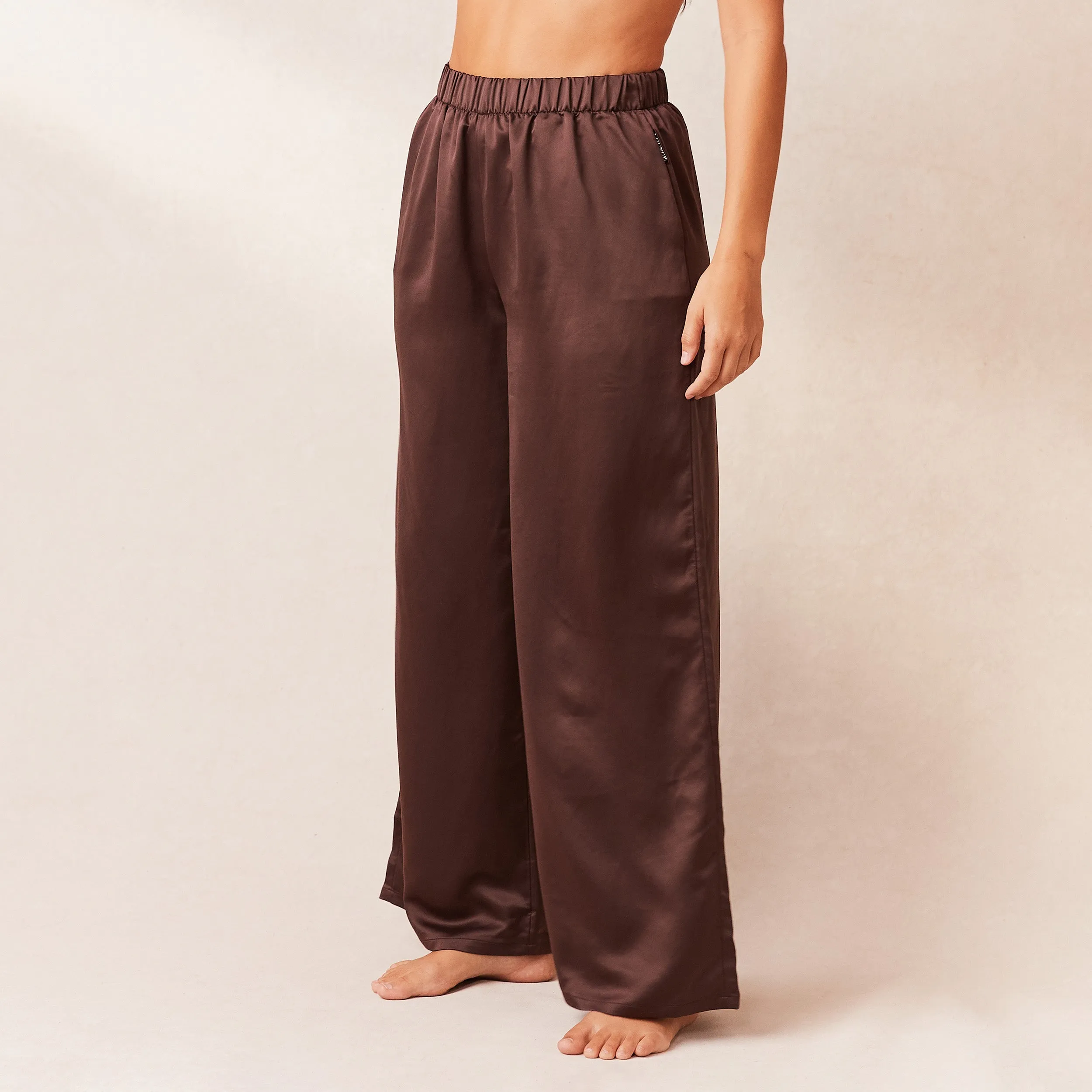 Classic Satin Pajama Pants - Chocolate