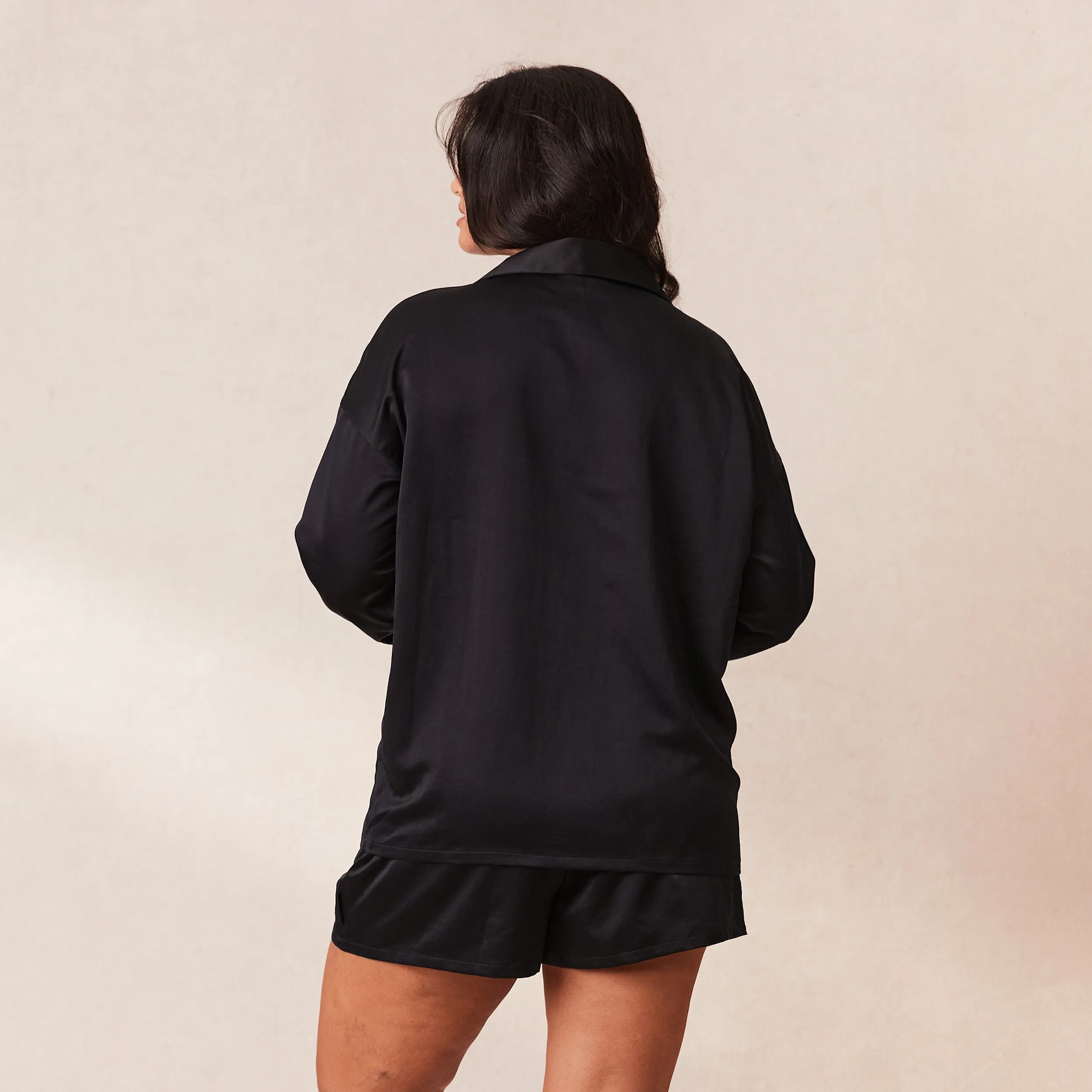 Classic Satin Pajama Shorts - Black