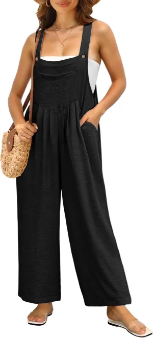 IWOLLENCE Women's Summer Jumpsuits Boho Wide Leg Overalls Casual Loose Rompers with Pockets 2025