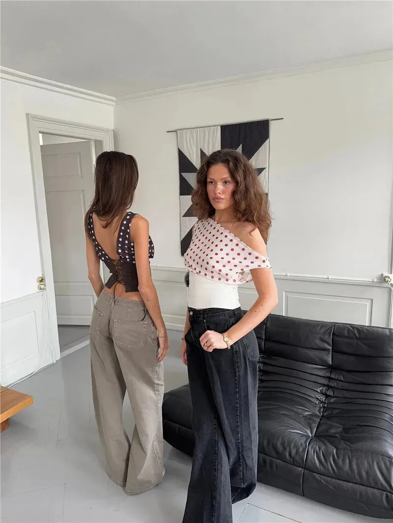 Off Shoulder Polka Dot Top