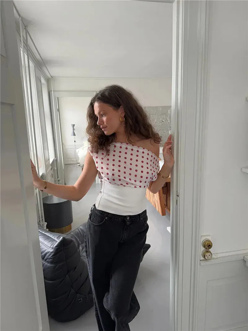Off Shoulder Polka Dot Top