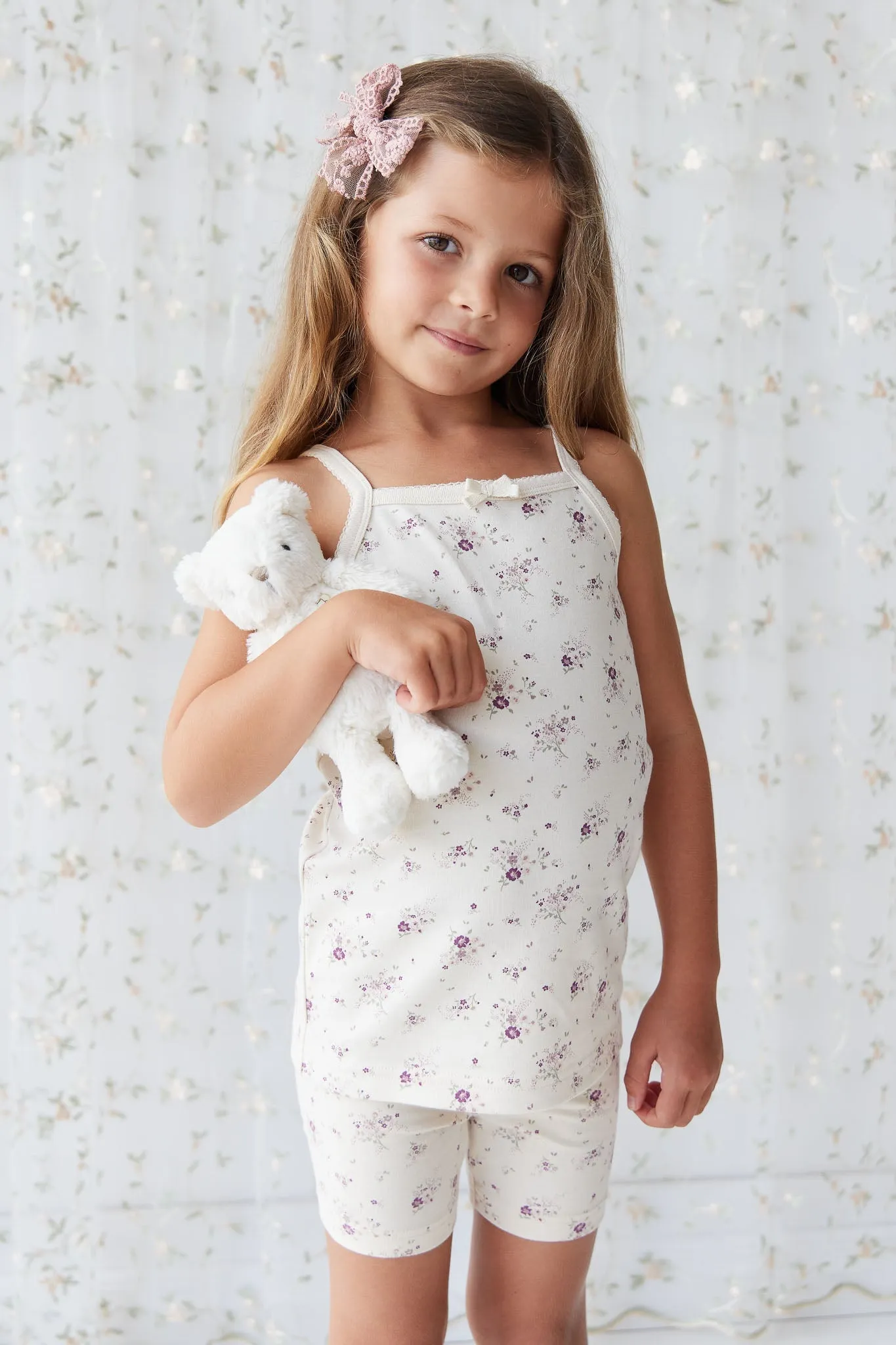 Organic Cotton Everyday Bike Short - Sweet William Floral Natural