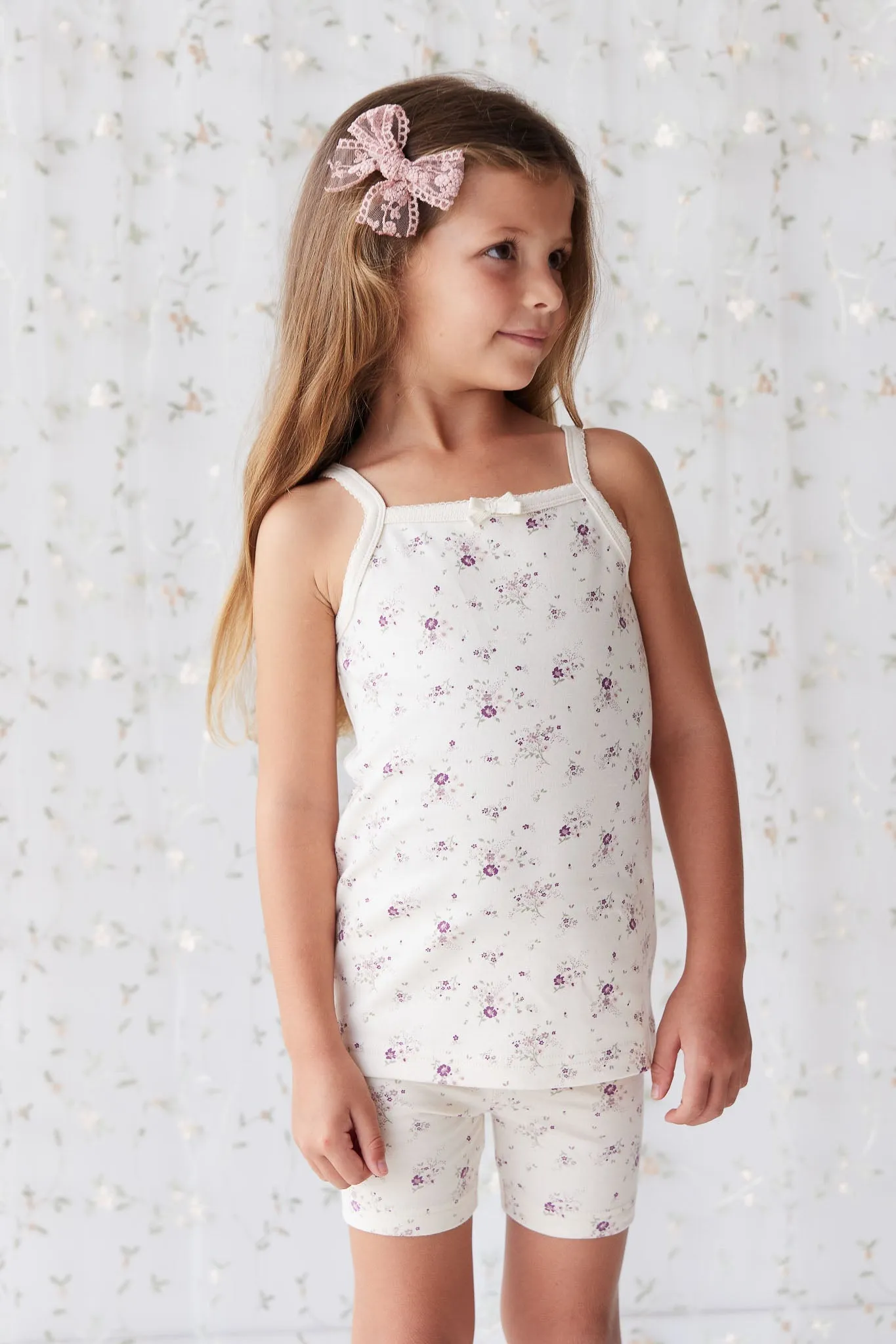 Organic Cotton Everyday Bike Short - Sweet William Floral Natural