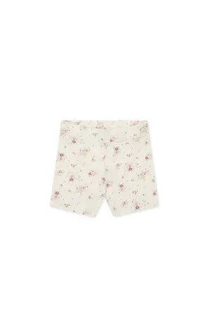 Organic Cotton Everyday Bike Short - Sweet William Floral Natural