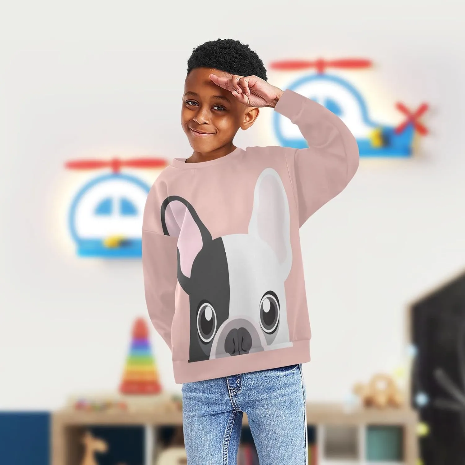 Plaaee Kids Crewneck Long Sleeve Fleece Sweatshirt Pullover Top for Boys or Girls Monster Trucks Car Prints 4T