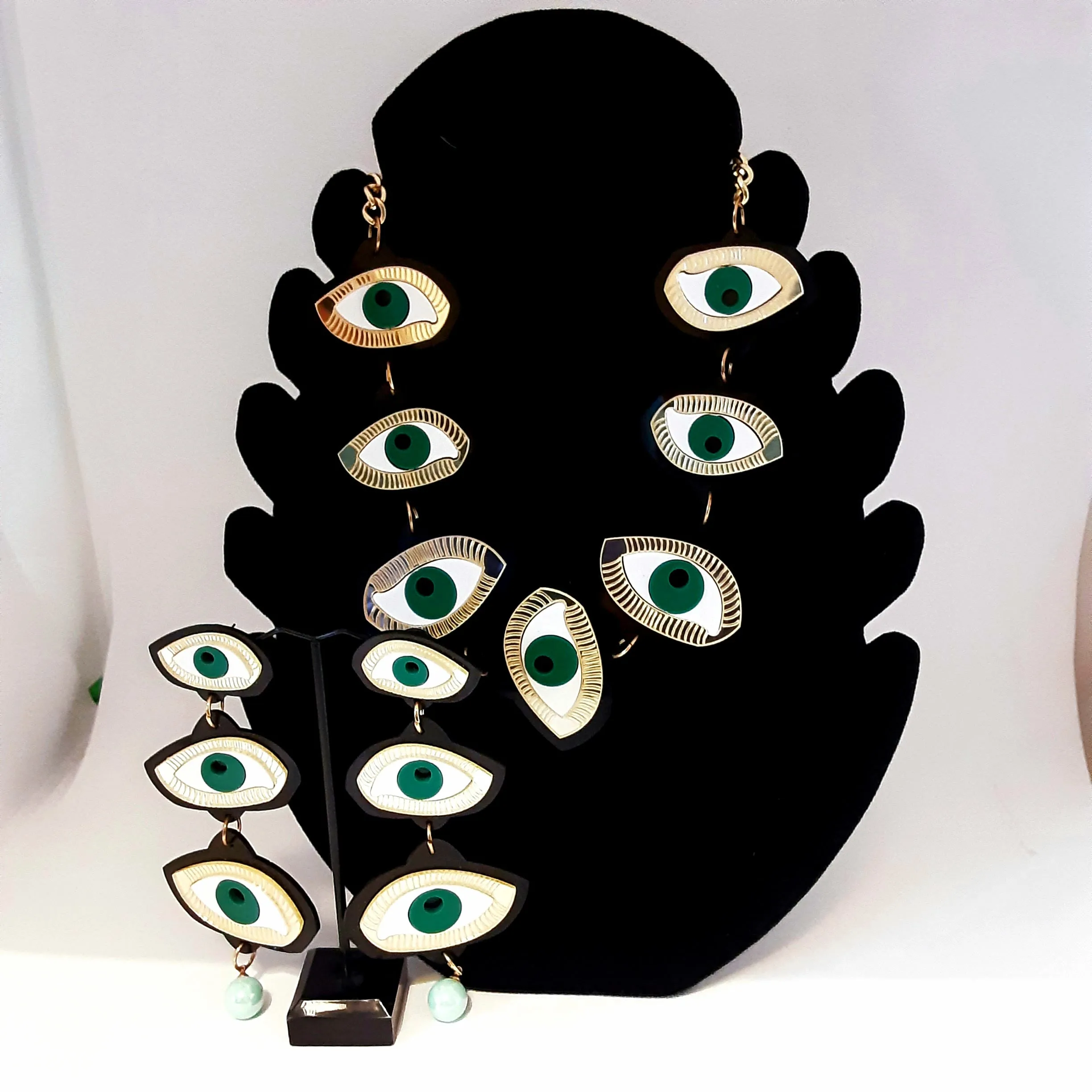 Statement Eye Necklace and Earrings