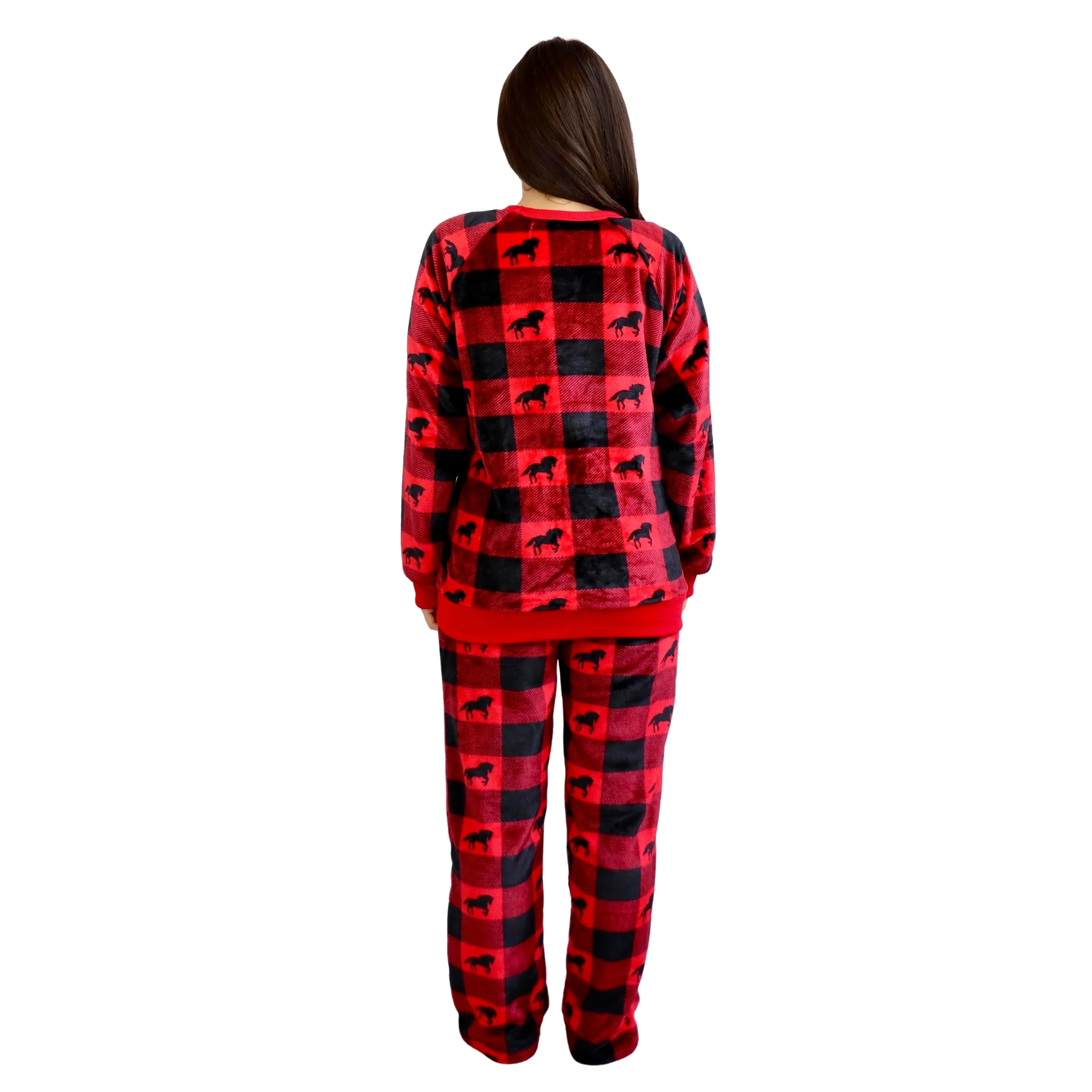 Women's Fleece Plaid Lounge Set